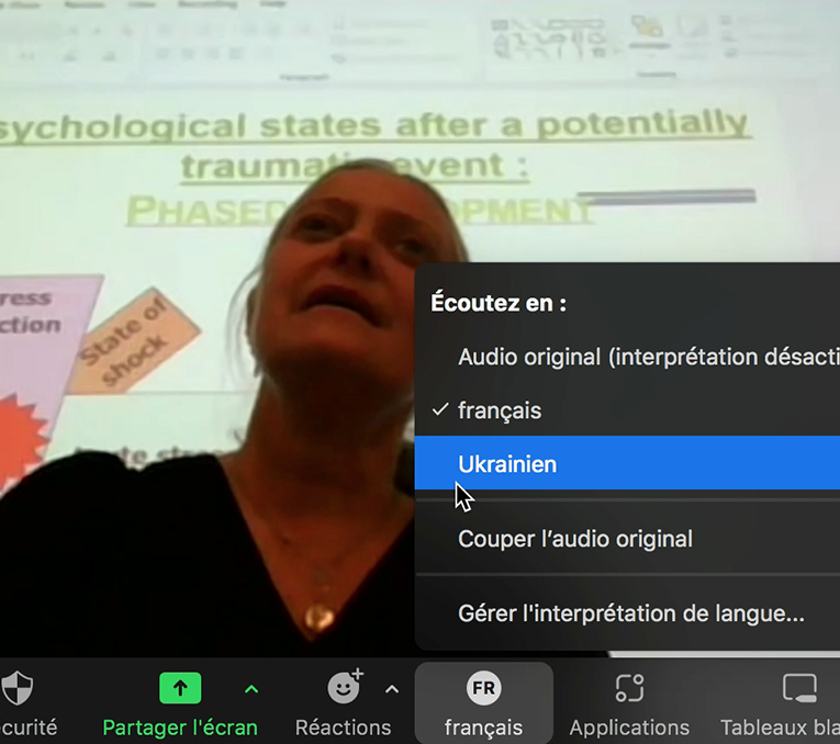 French-Ukrainian medicine and psychology interpreting via Zoom