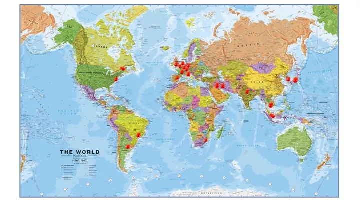 Map of Atenao's on-site interpreting services worldwide